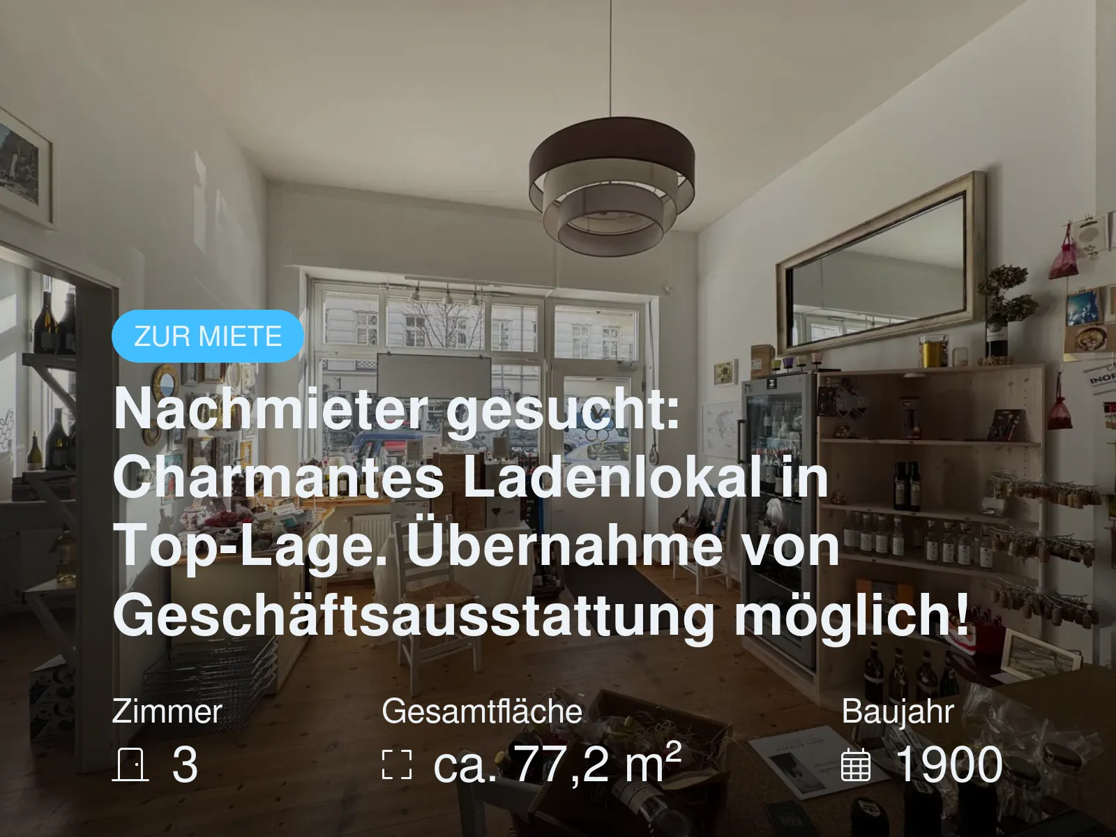 Neu im Angebot: Nachmieter gesucht: Charmantes Ladenlokal in Top-Lage. Übernahme von Geschäftsausstattung möglich!