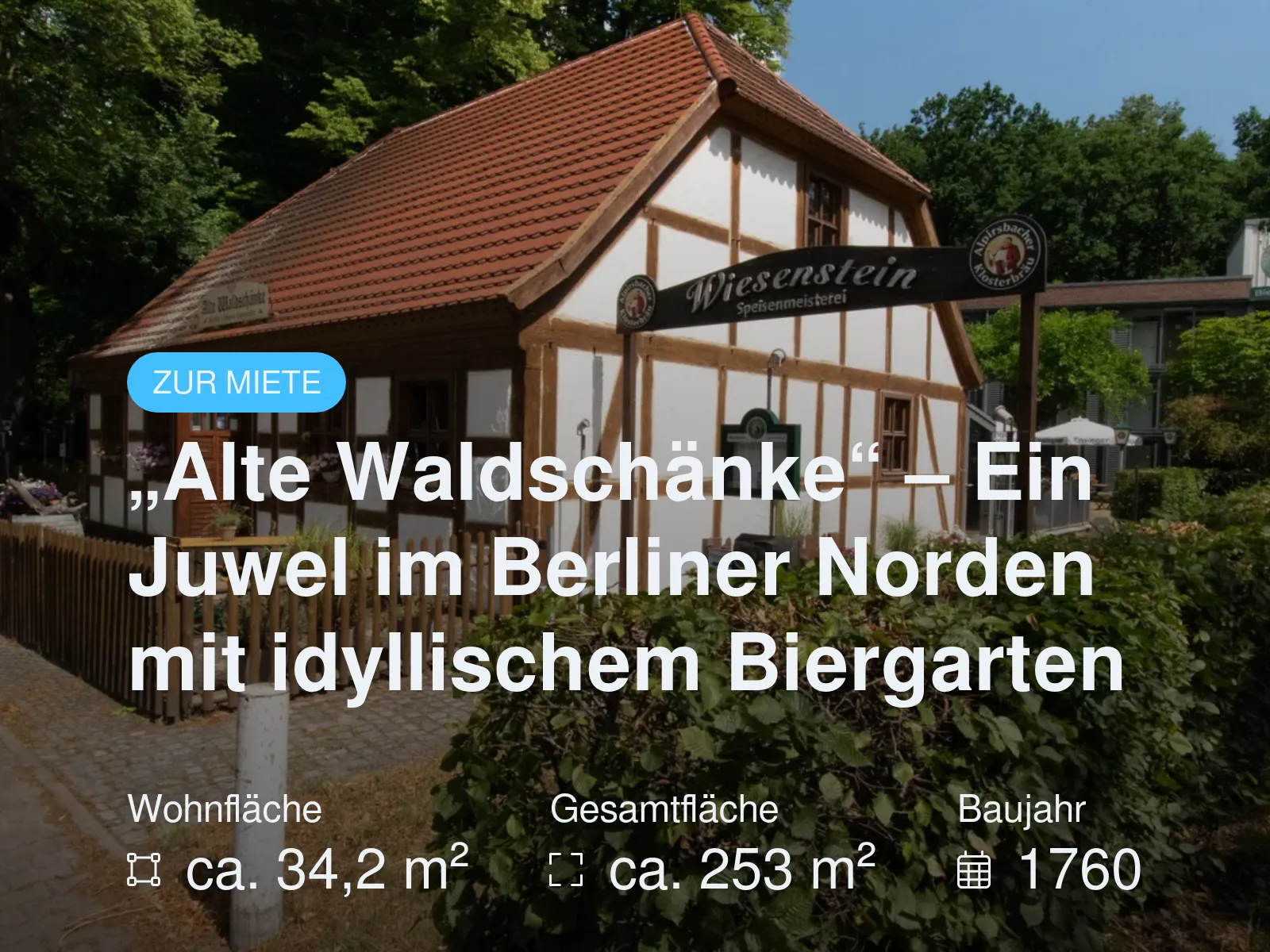 Neu im Angebot: „Alte Waldschänke“ – Ein Juwel im Berliner Norden mit idyllischem Biergarten